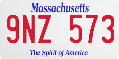 MA license plate 9NZ573