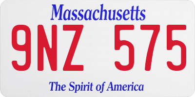 MA license plate 9NZ575
