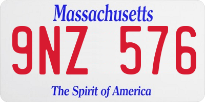 MA license plate 9NZ576