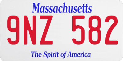 MA license plate 9NZ582