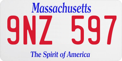 MA license plate 9NZ597