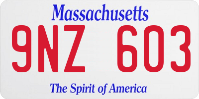 MA license plate 9NZ603