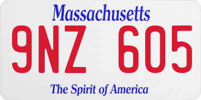 MA license plate 9NZ605