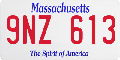 MA license plate 9NZ613