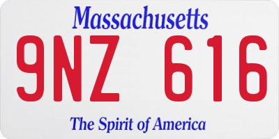 MA license plate 9NZ616