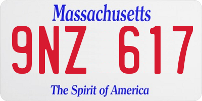 MA license plate 9NZ617