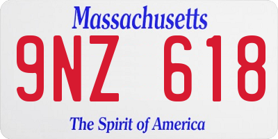 MA license plate 9NZ618