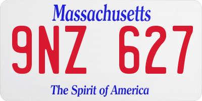 MA license plate 9NZ627
