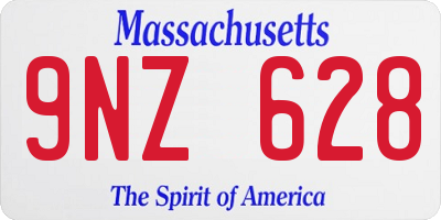 MA license plate 9NZ628