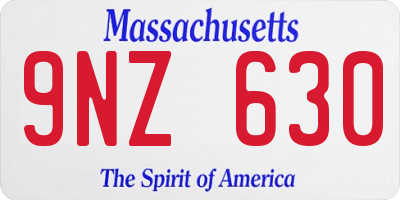 MA license plate 9NZ630