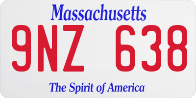 MA license plate 9NZ638