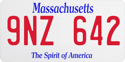 MA license plate 9NZ642