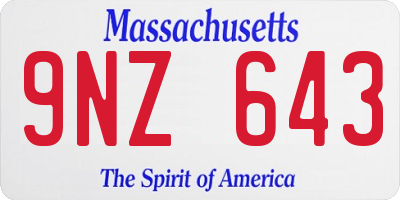 MA license plate 9NZ643