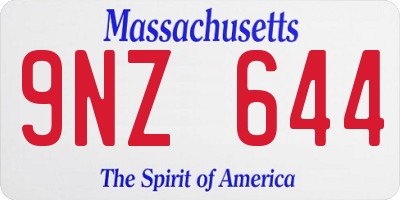 MA license plate 9NZ644