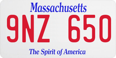 MA license plate 9NZ650