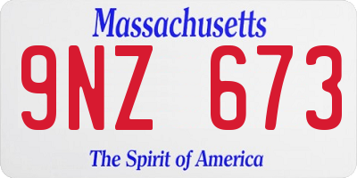 MA license plate 9NZ673