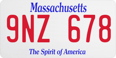 MA license plate 9NZ678