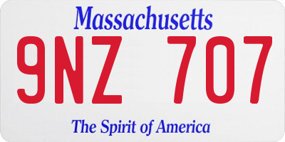MA license plate 9NZ707