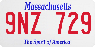 MA license plate 9NZ729