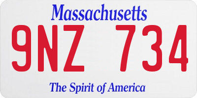 MA license plate 9NZ734