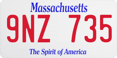 MA license plate 9NZ735