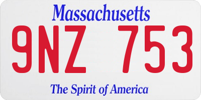 MA license plate 9NZ753
