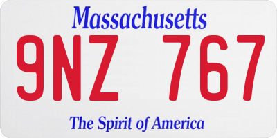 MA license plate 9NZ767