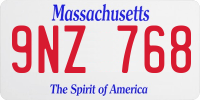 MA license plate 9NZ768
