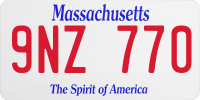 MA license plate 9NZ770