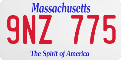 MA license plate 9NZ775
