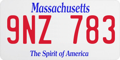 MA license plate 9NZ783