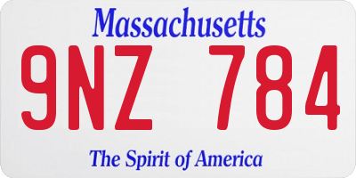 MA license plate 9NZ784