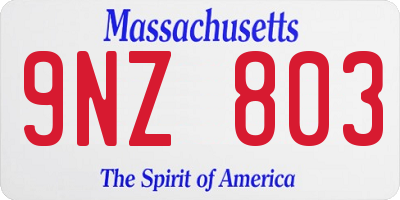 MA license plate 9NZ803