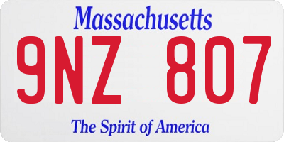 MA license plate 9NZ807
