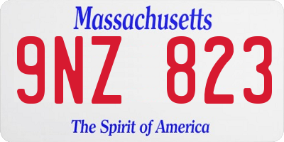 MA license plate 9NZ823