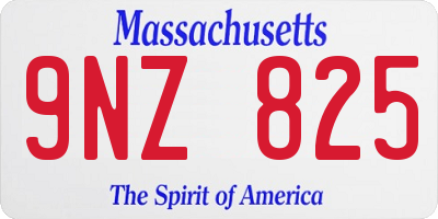 MA license plate 9NZ825