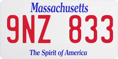 MA license plate 9NZ833