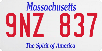 MA license plate 9NZ837