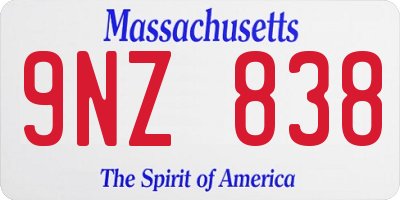 MA license plate 9NZ838