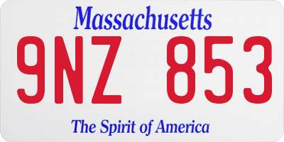 MA license plate 9NZ853