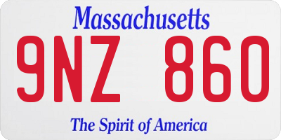 MA license plate 9NZ860