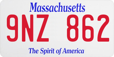 MA license plate 9NZ862