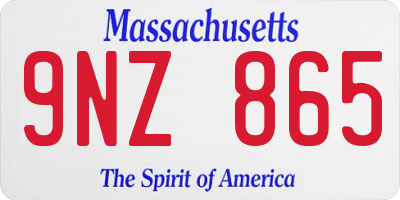 MA license plate 9NZ865
