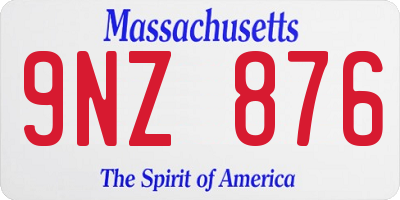 MA license plate 9NZ876