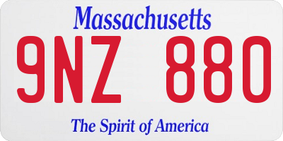 MA license plate 9NZ880