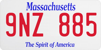 MA license plate 9NZ885