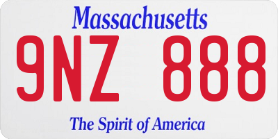 MA license plate 9NZ888