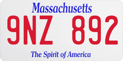 MA license plate 9NZ892