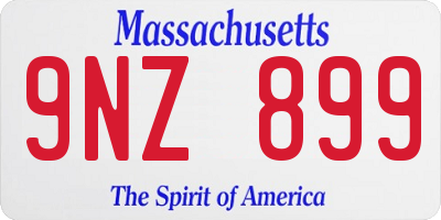MA license plate 9NZ899