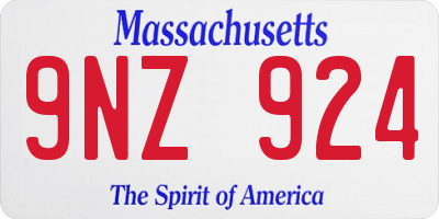 MA license plate 9NZ924